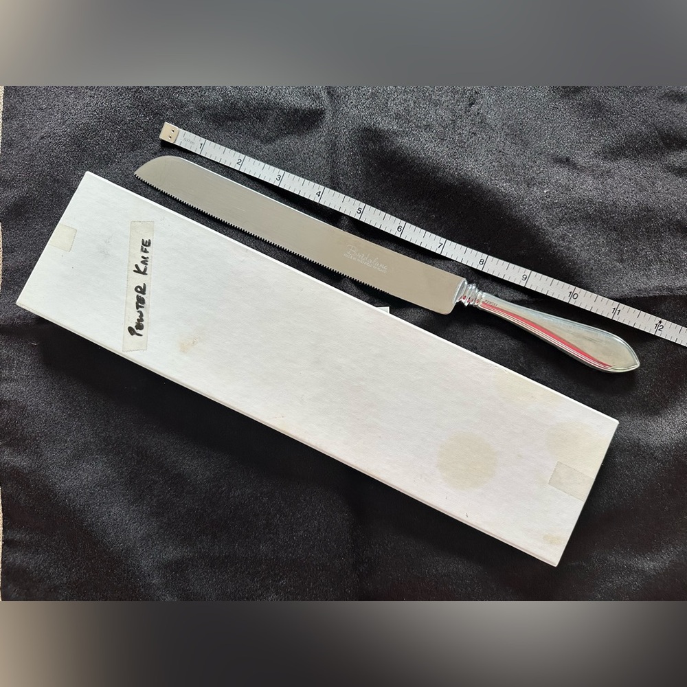 Polished pewter wedding cake knife. Vintage